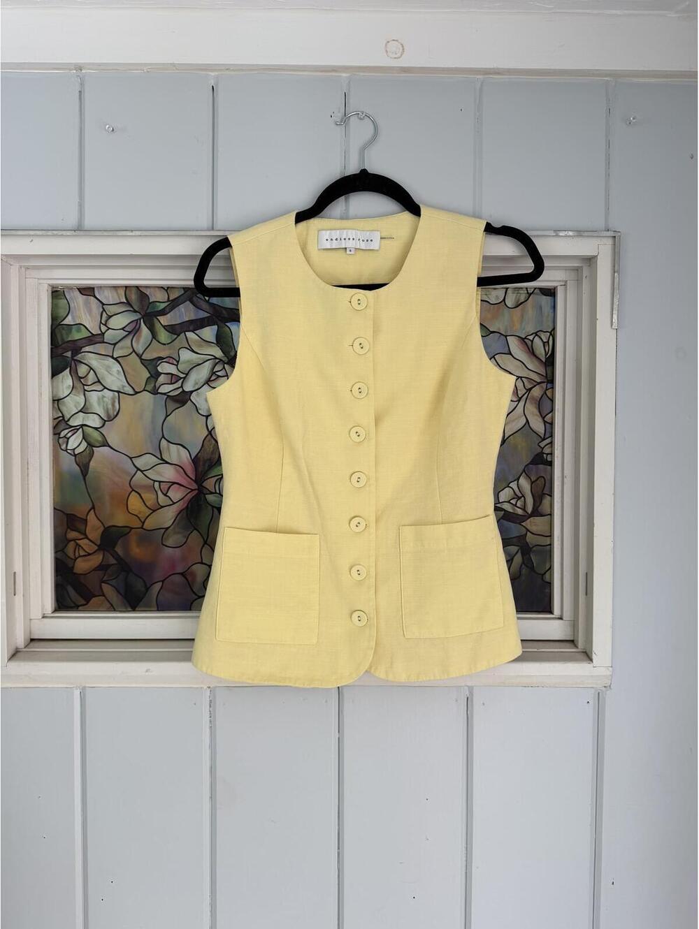 Endless Rose butter Yellow Button-Up Sleeveless Vest Top Size S